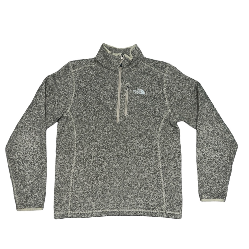 The North Face Fleece Pullover Quarter-Zip Sweater Oatmeal Color Mens Size Small